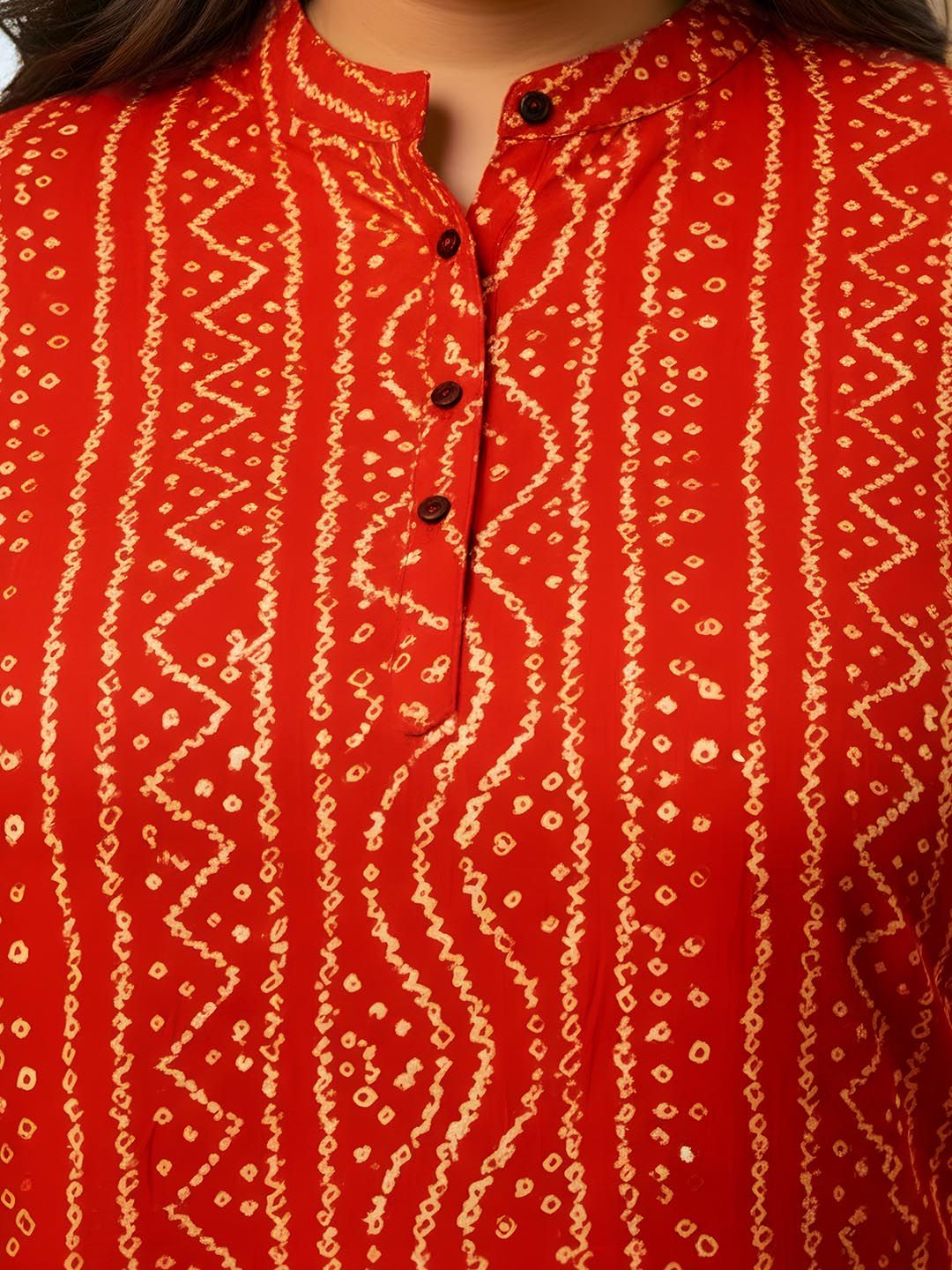 Red Bandhani Print Tunic — view 2
