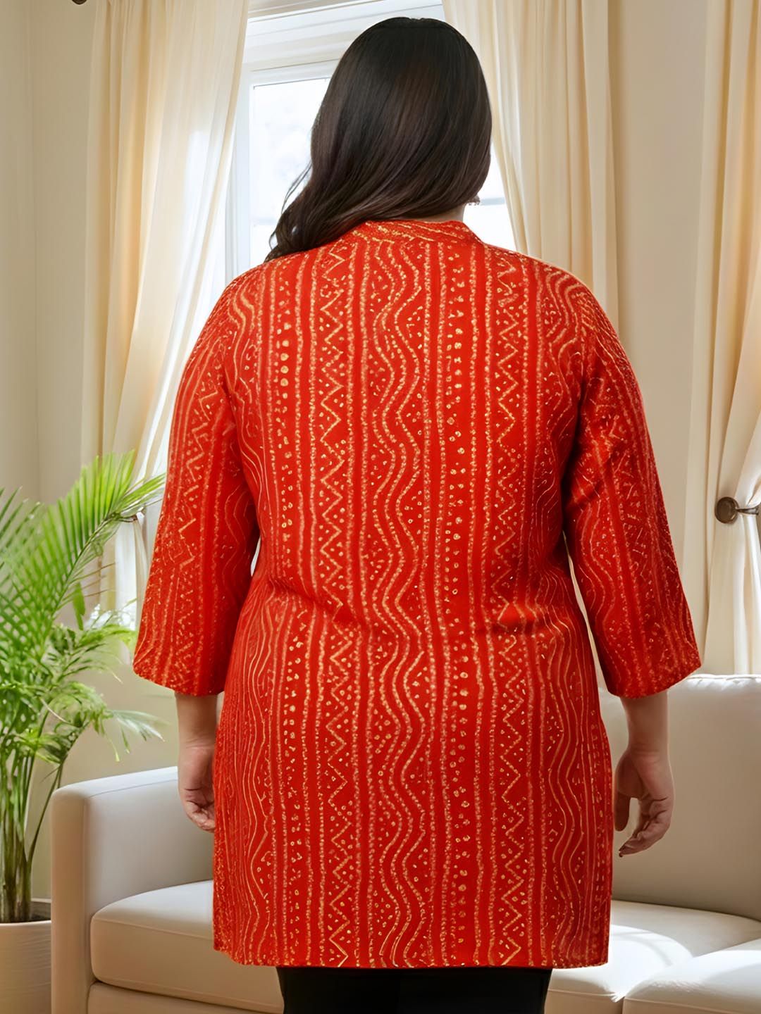 Red Bandhani Print Tunic — view 5