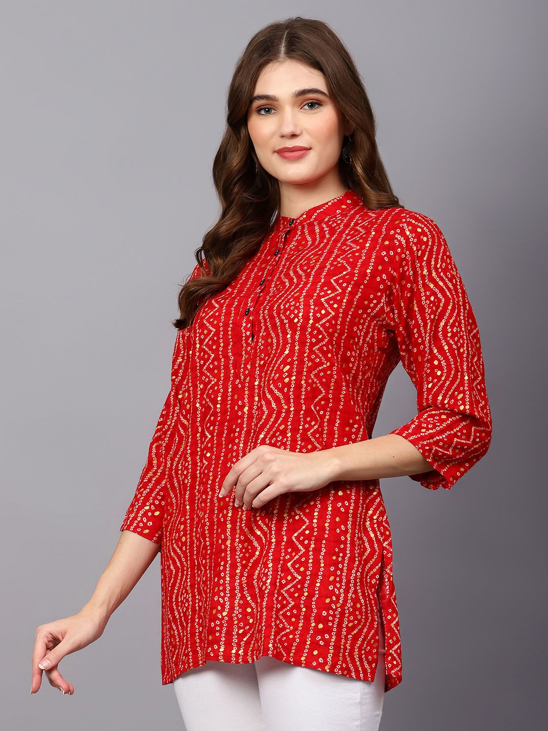Red Bandhani Print Tunic — view 11