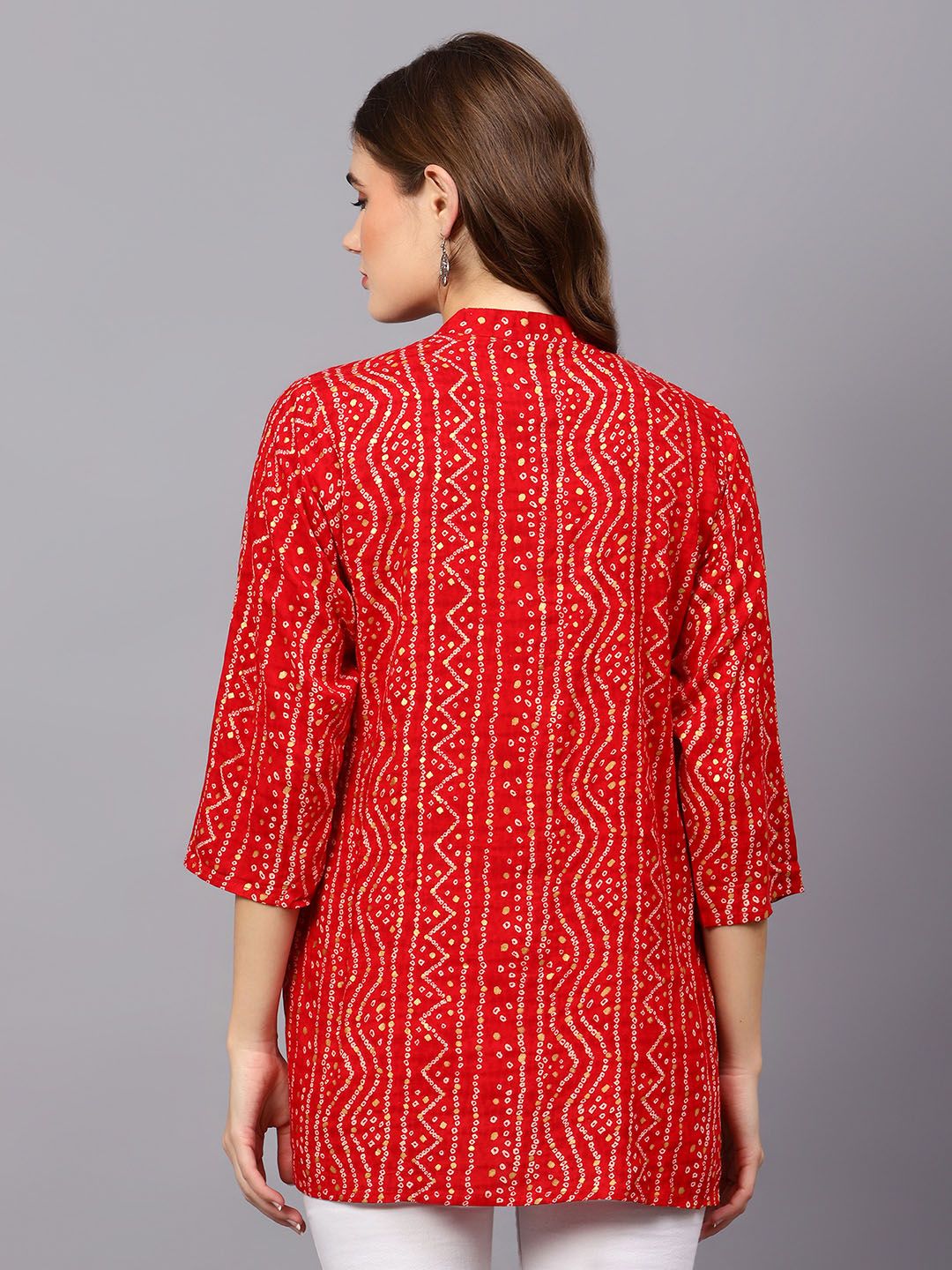 Red Bandhani Print Tunic — view 12