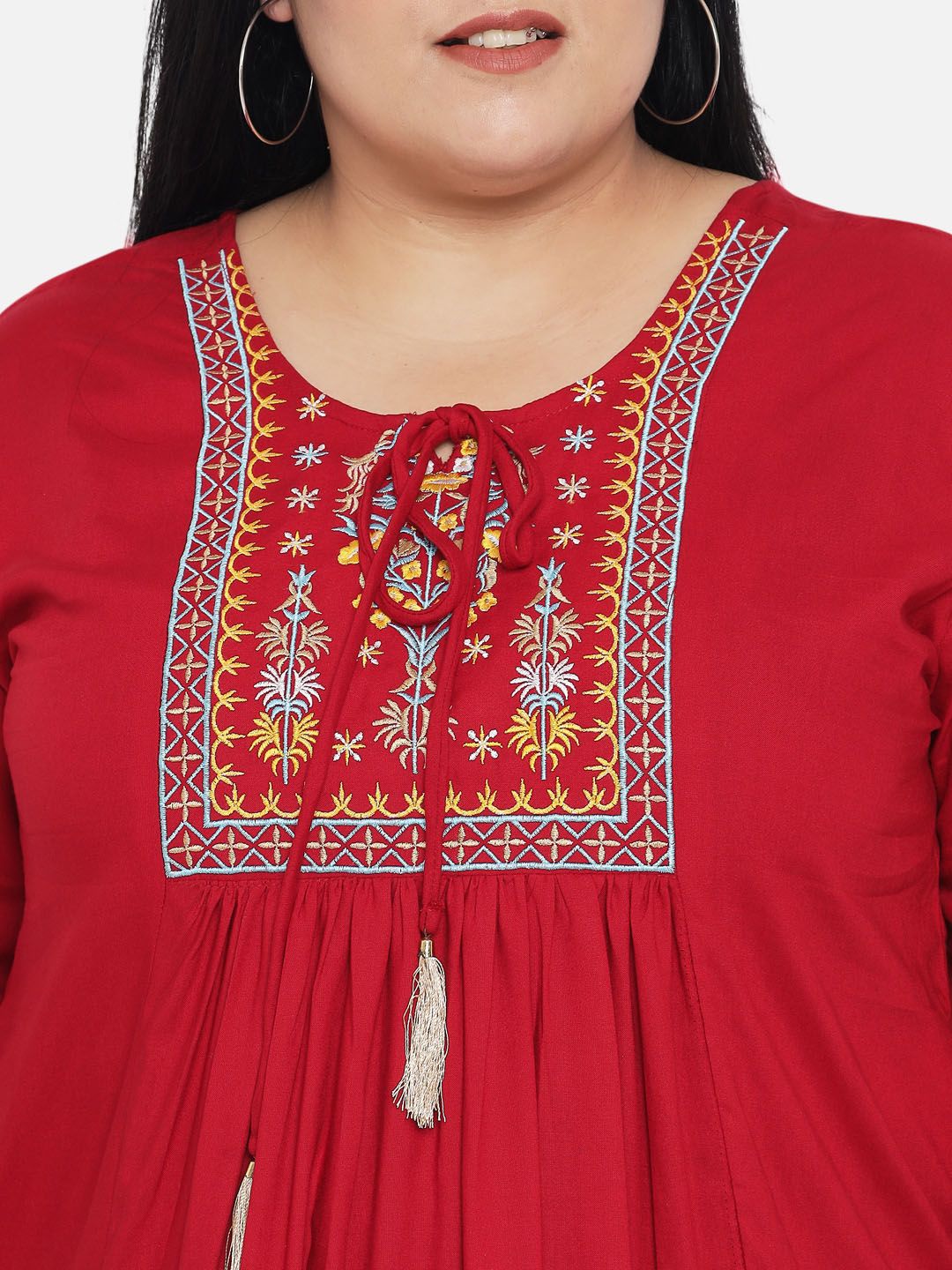 Red Embroidered Tunic — view 2