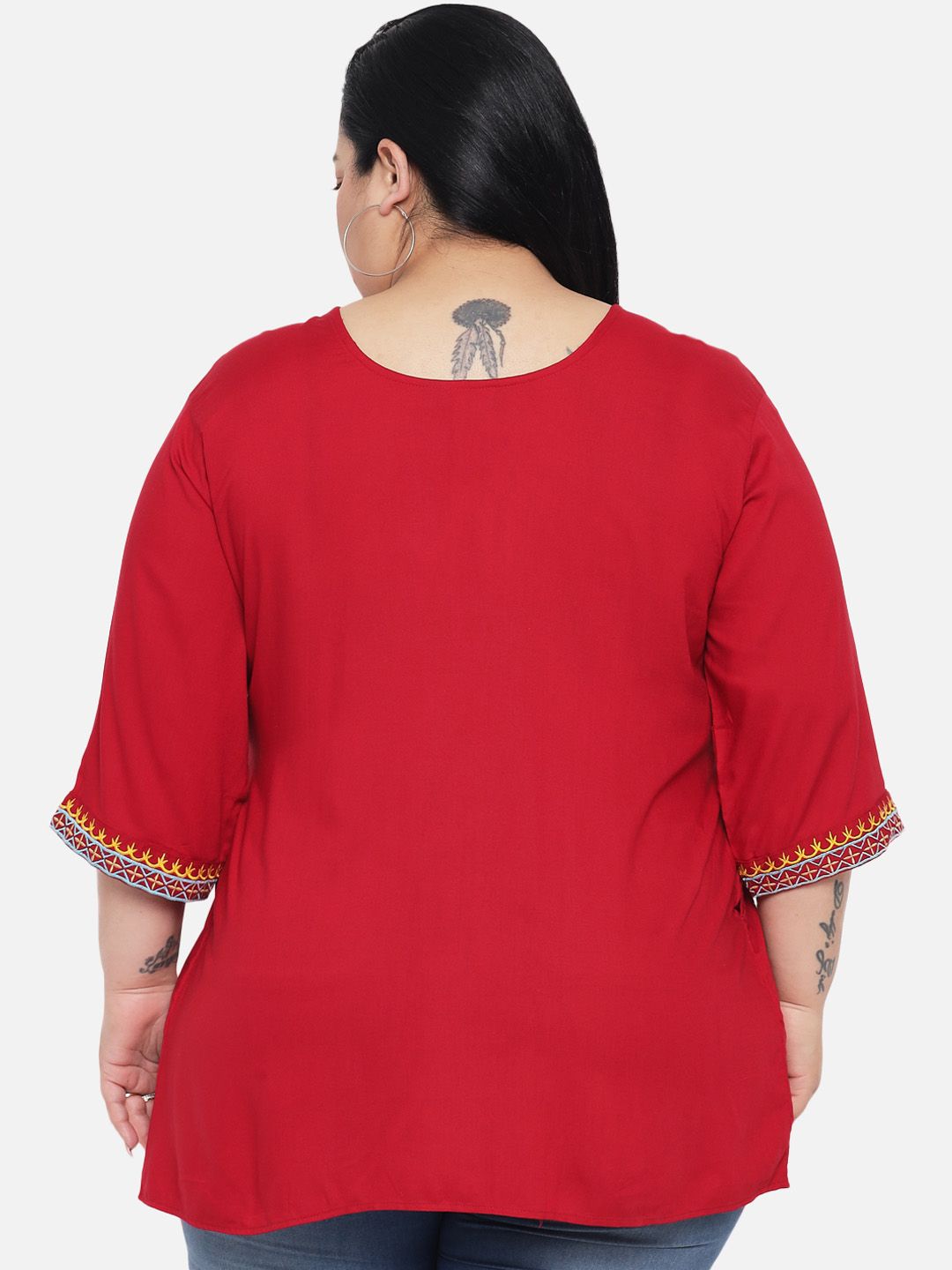 Red Embroidered Tunic — view 5