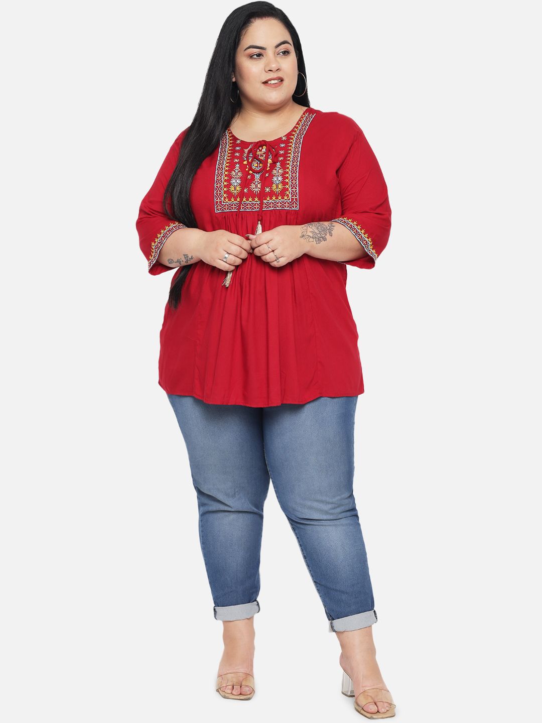 Red Embroidered Tunic — view 6