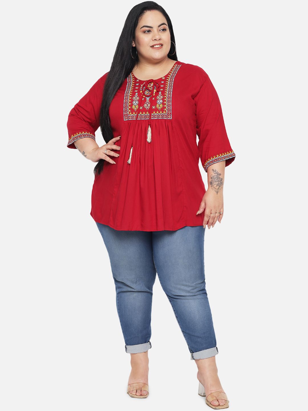 Red Embroidered Tunic — view 7