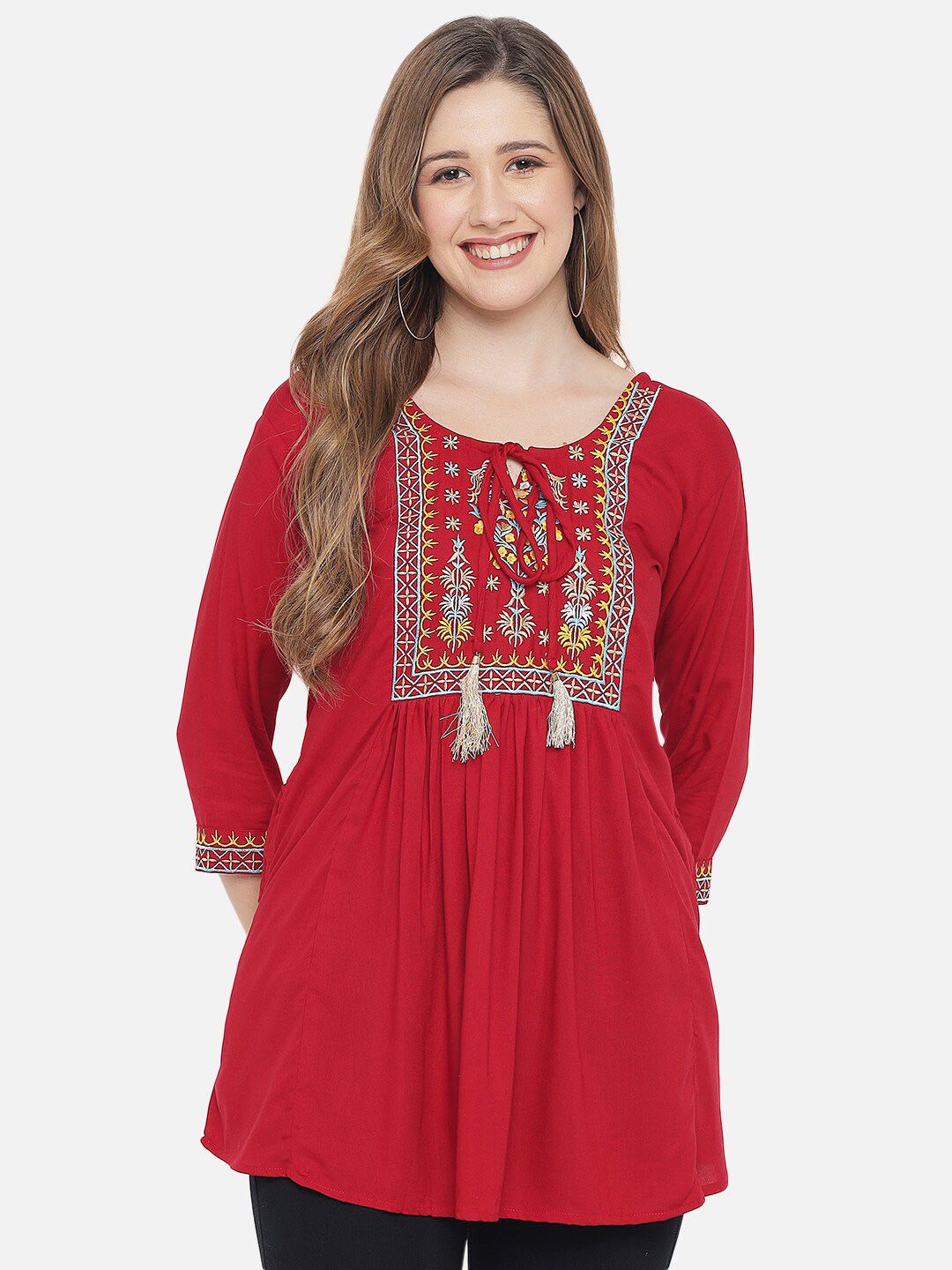 Red Embroidered Tunic — view 8