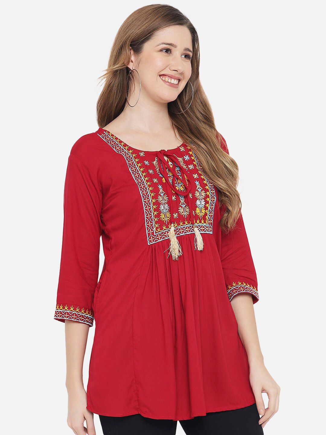 Red Embroidered Tunic — view 10