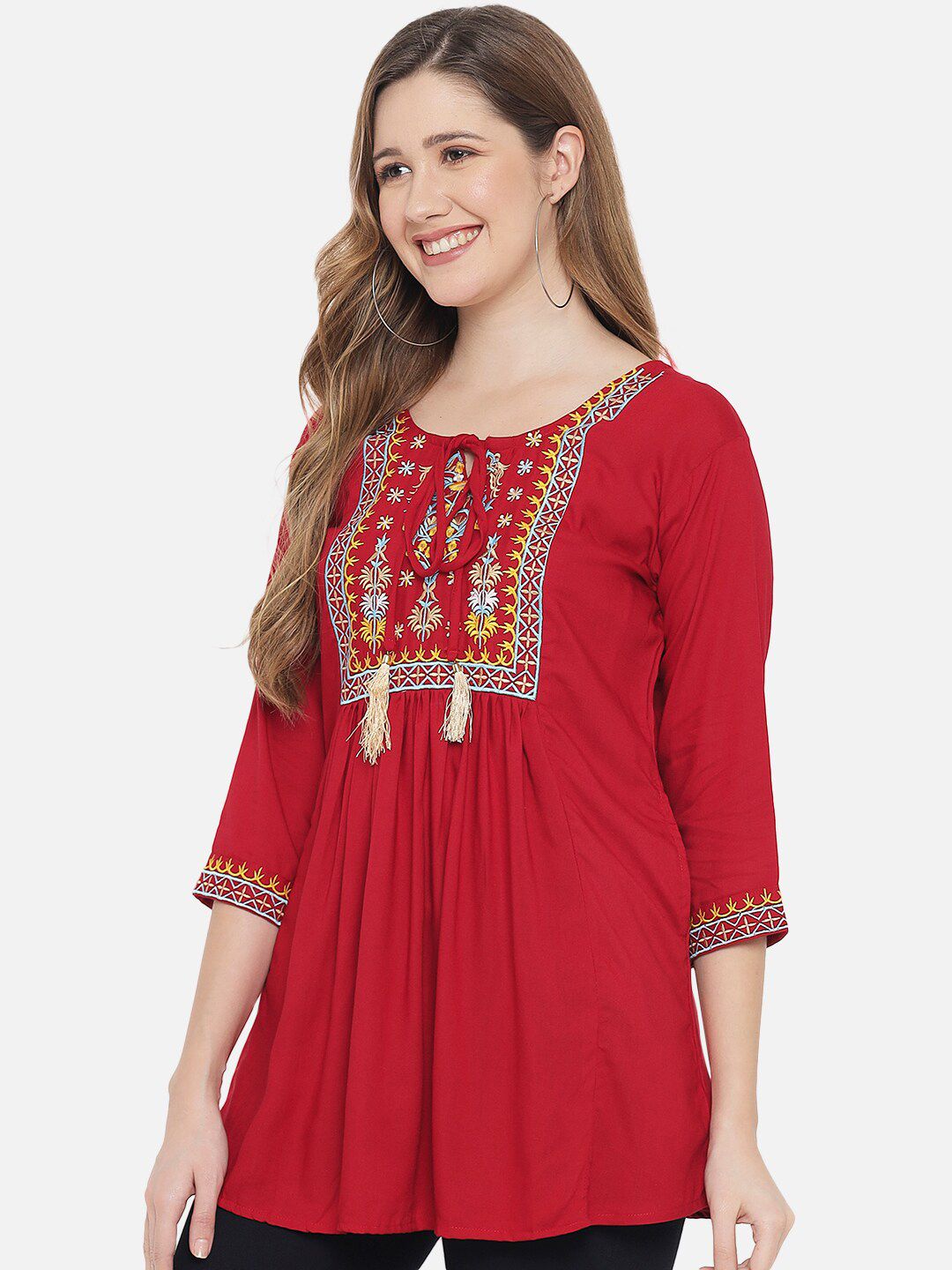 Red Embroidered Tunic — view 11