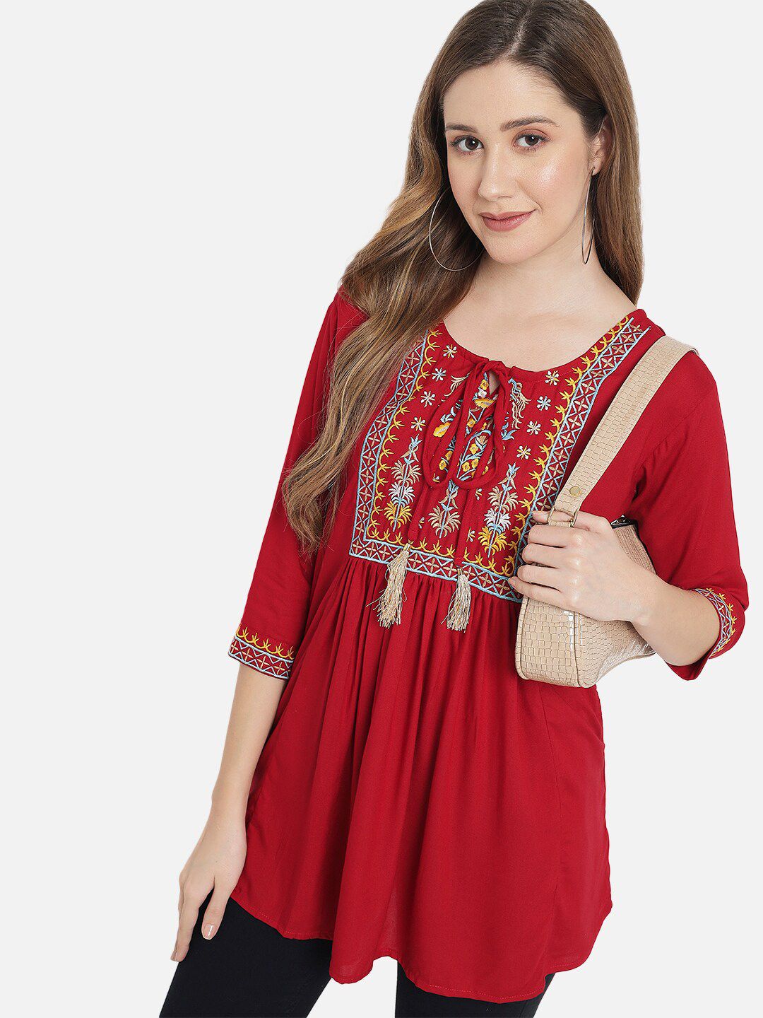 Red Embroidered Tunic — view 14