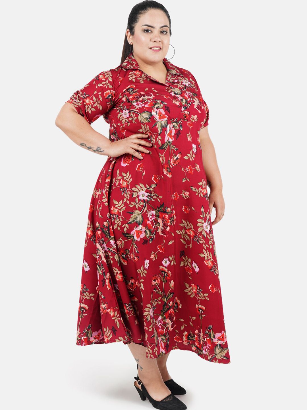 Red Floral Maxi Dress — view 3