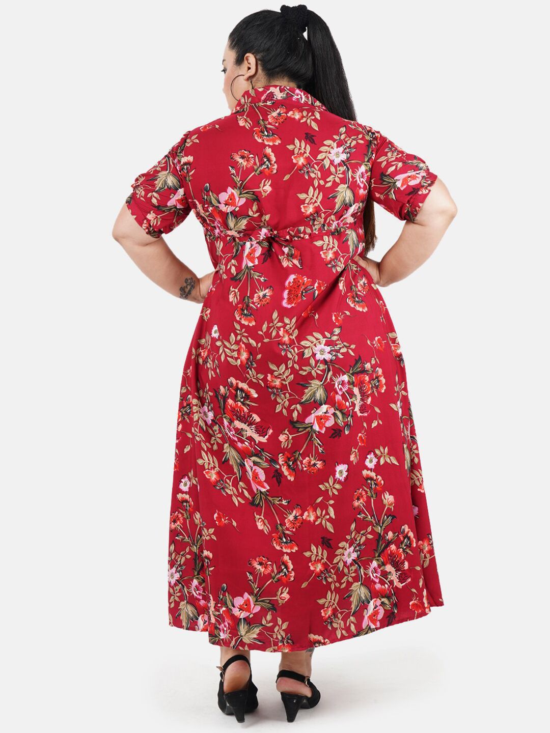 Red Floral Maxi Dress — view 5