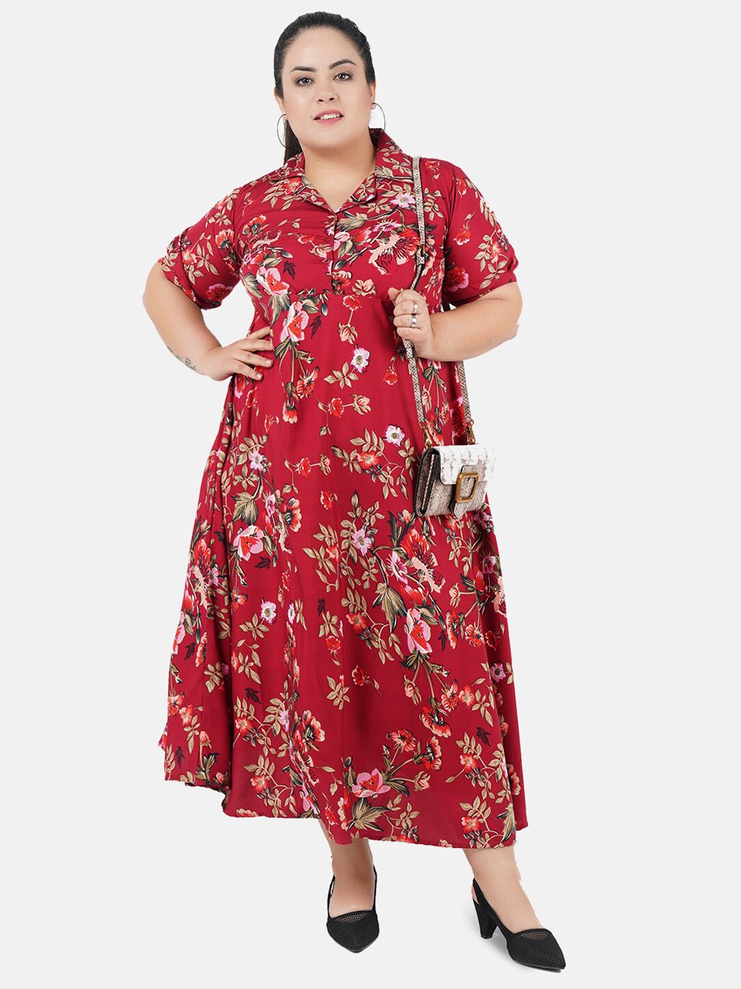 Red Floral Maxi Dress — view 6