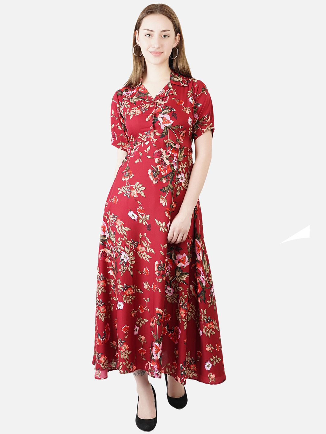 Red Floral Maxi Dress — view 7