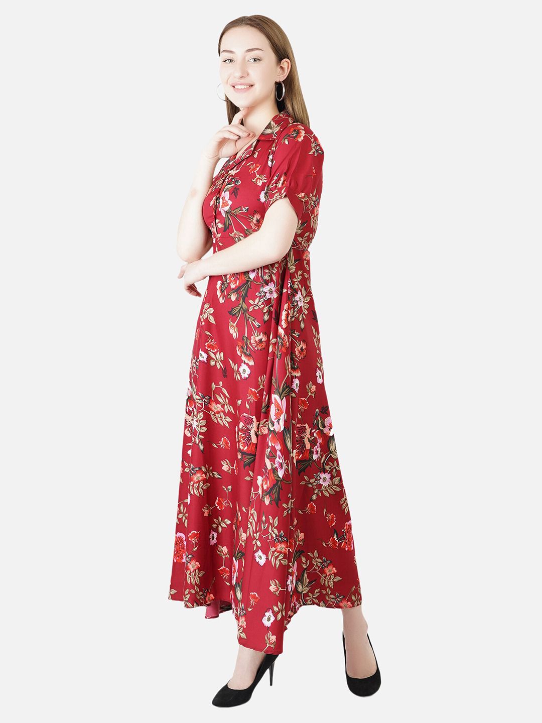 Red Floral Maxi Dress — view 9