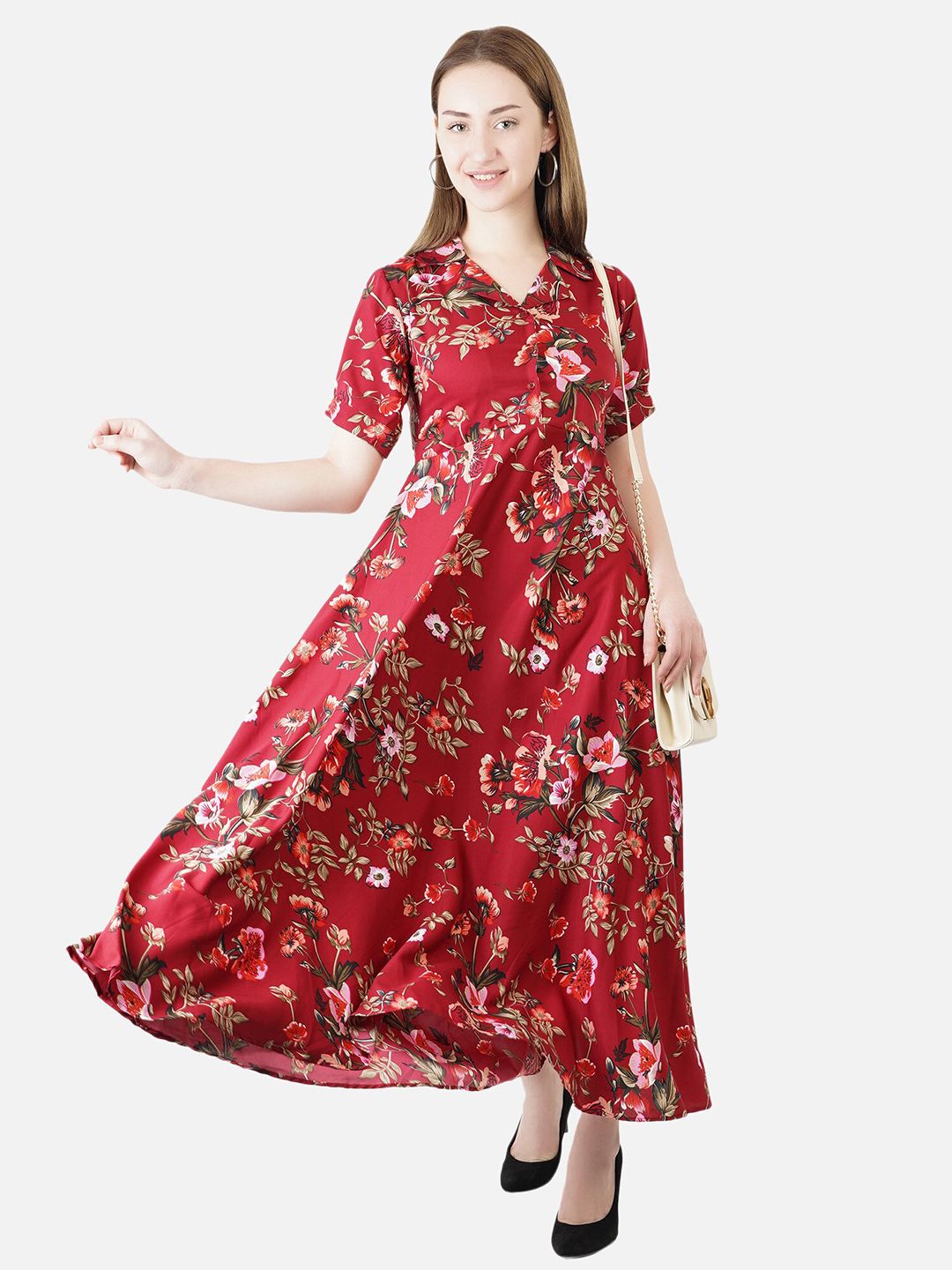 Red Floral Maxi Dress — view 11