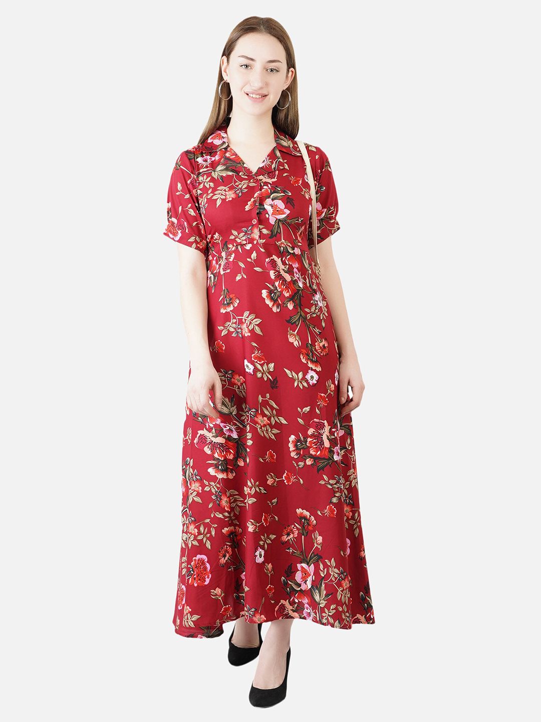 Red Floral Maxi Dress — view 12