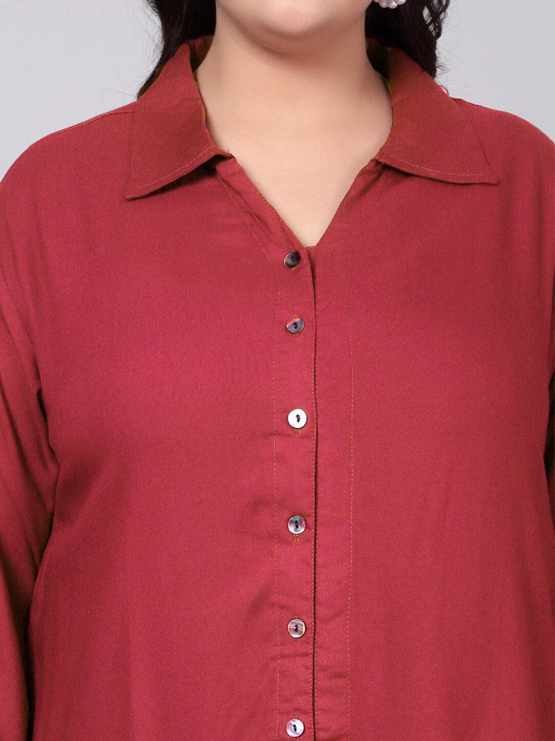 Red Longline Plus Size Shirt — view 2