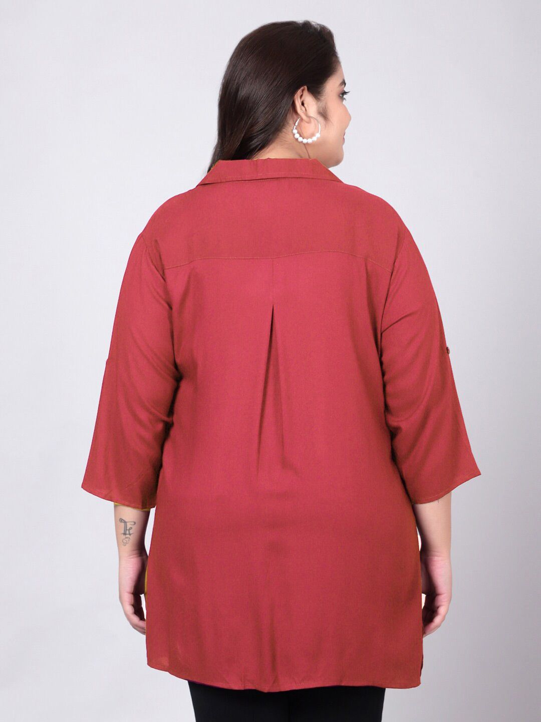 Red Longline Plus Size Shirt — view 5