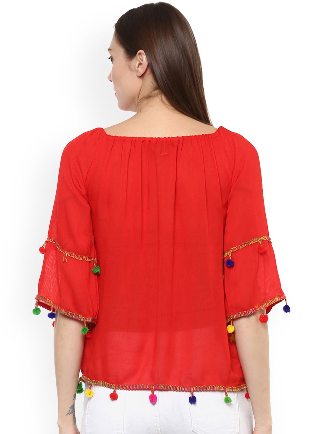 Red Pom Pom Top — view 4