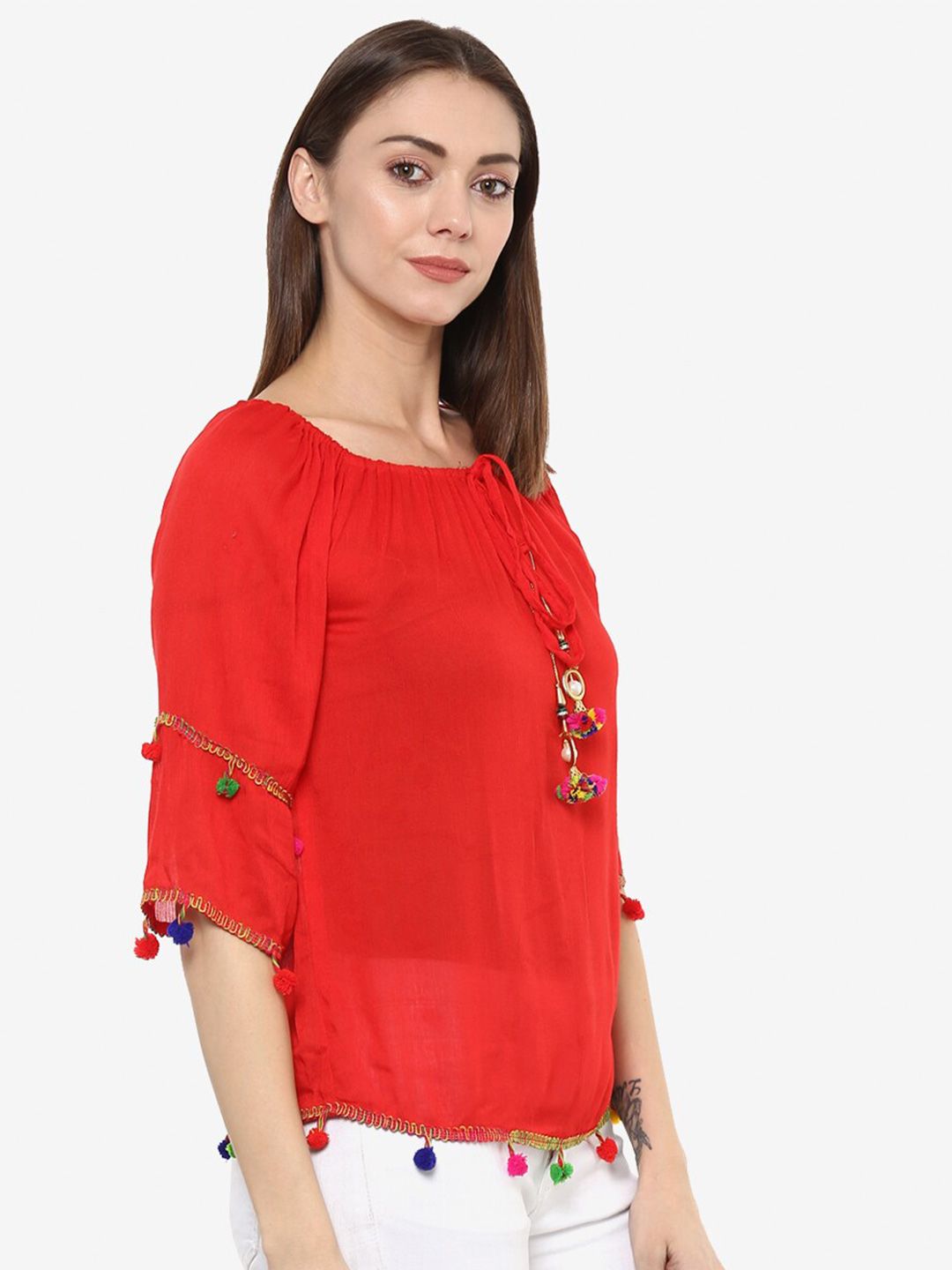 Red Pom Pom Top — view 6