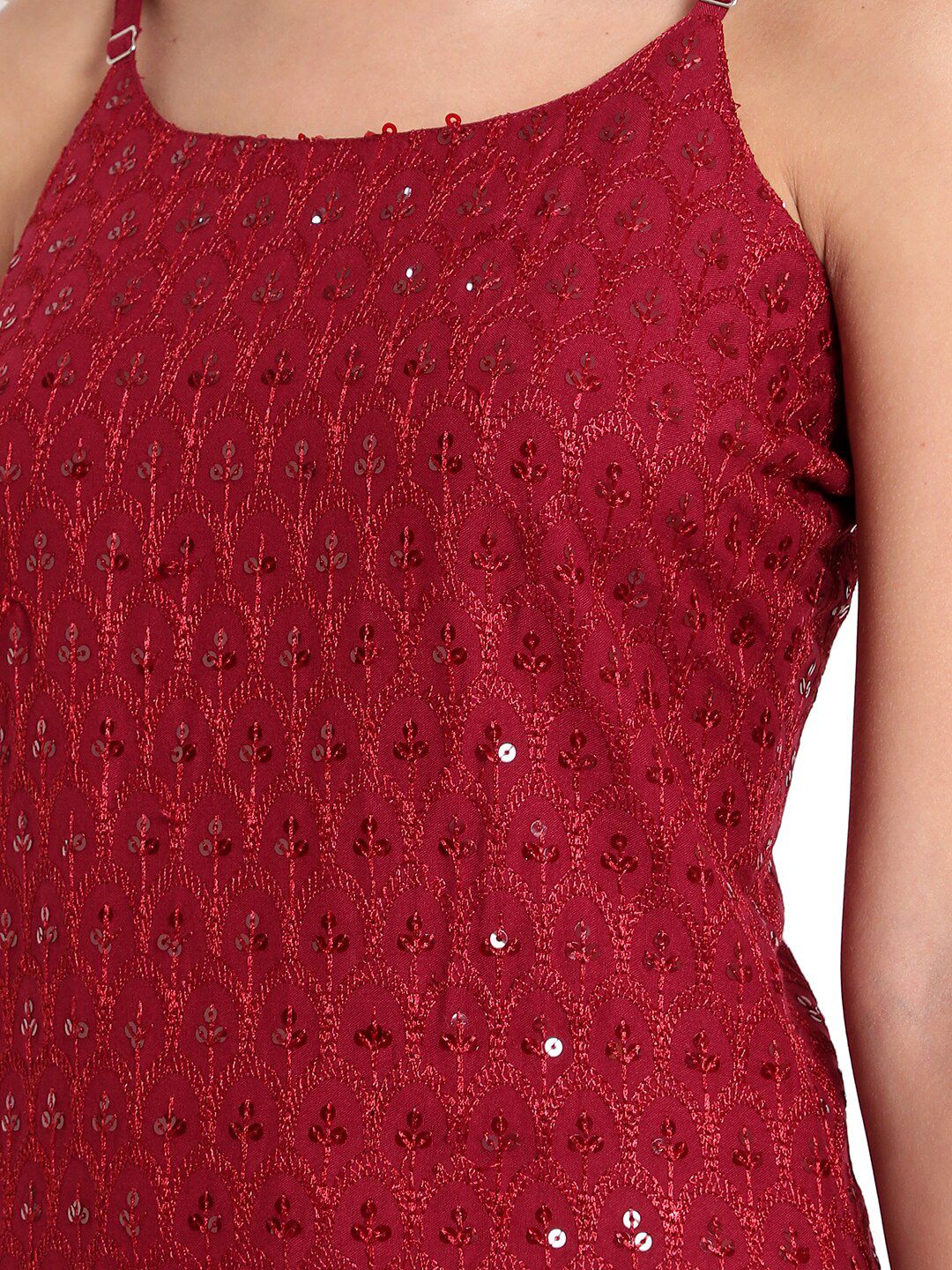 Red Sequinned Strap Dress — view 2