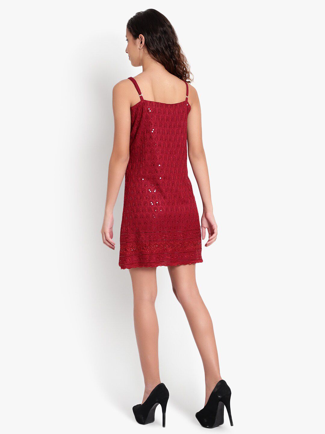 Red Sequinned Strap Dress — view 5