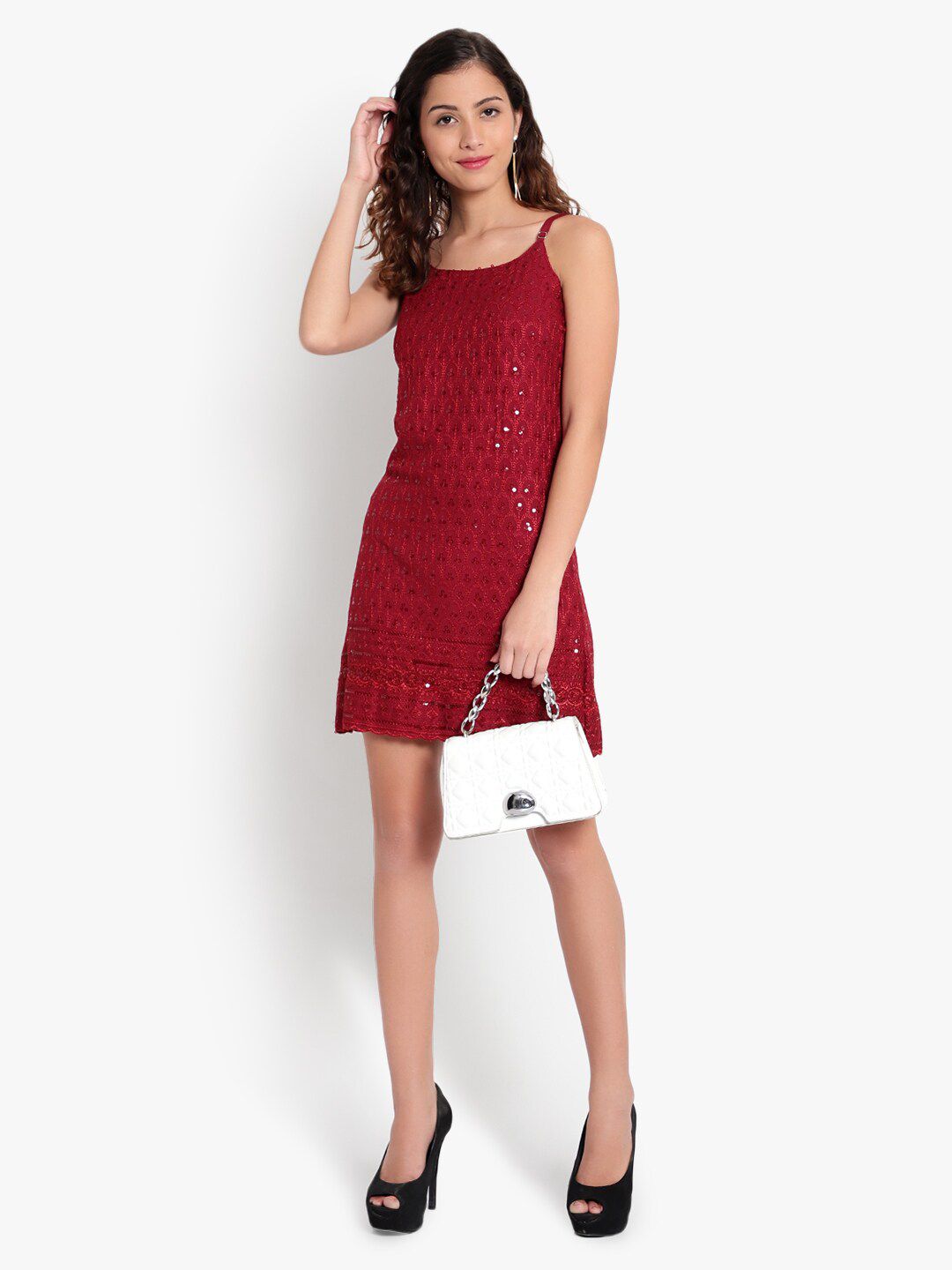 Red Sequinned Strap Dress — view 6