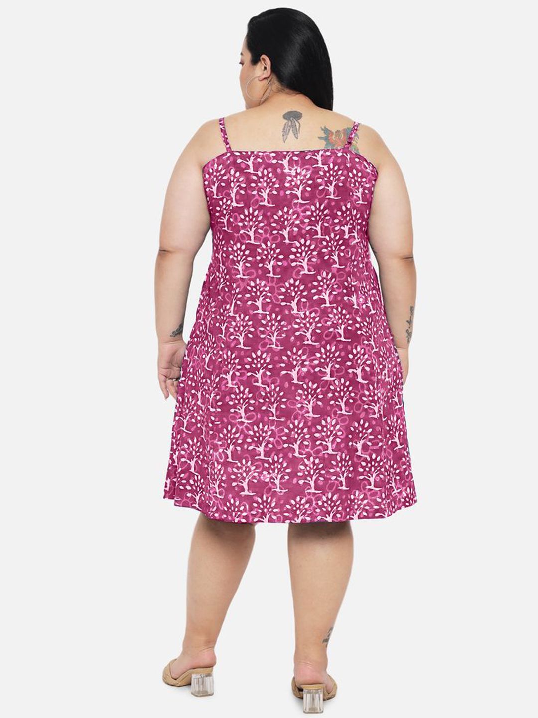 Pink A-Line Hand Block Dress — view 6