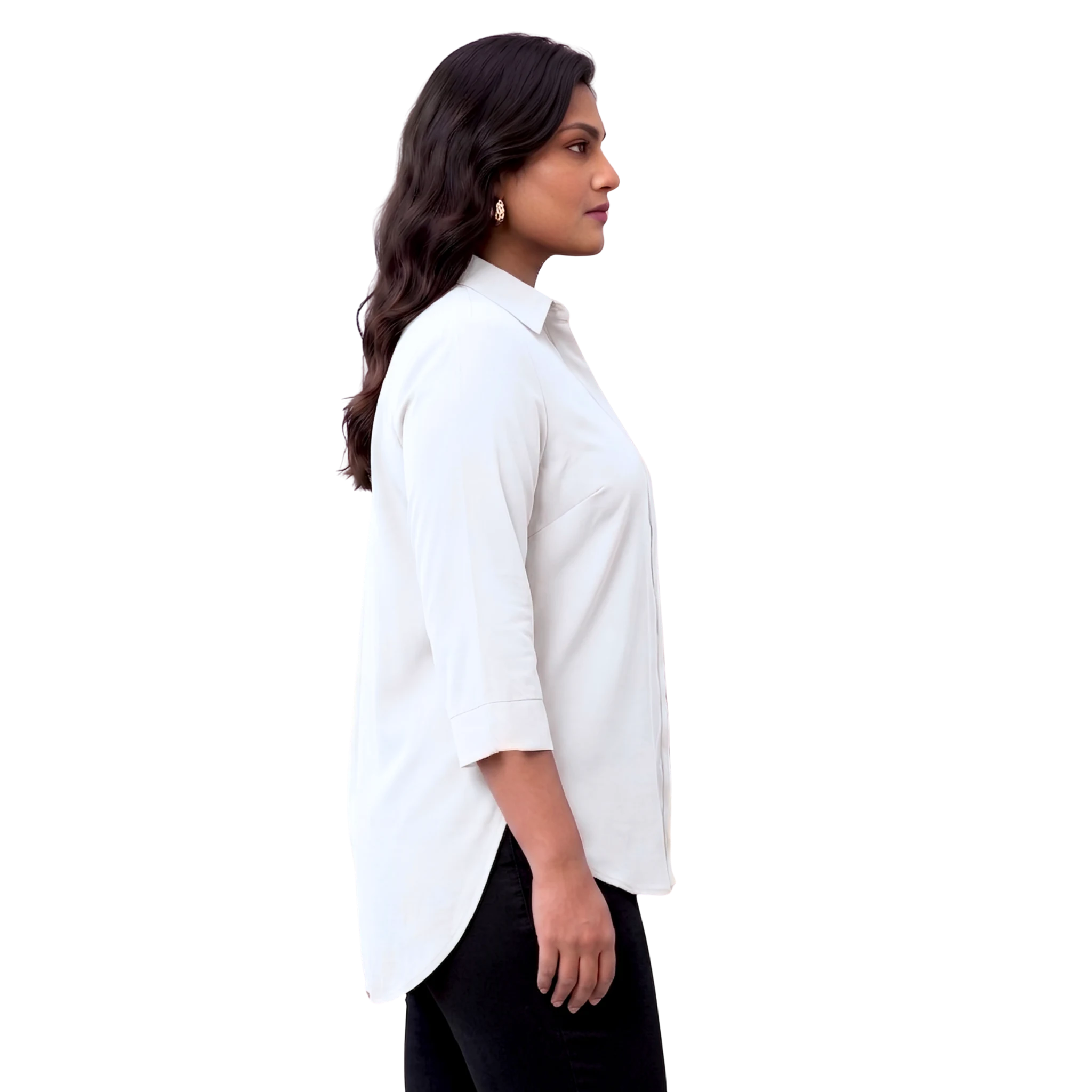 OffWhite Rayon Concealed Plus Size Tunic