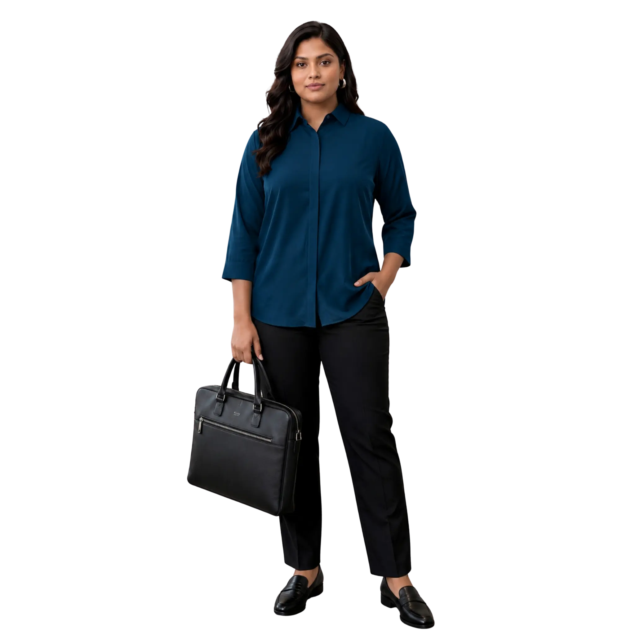 Peacock Blue Rayon Concealed Plus Size Tunic