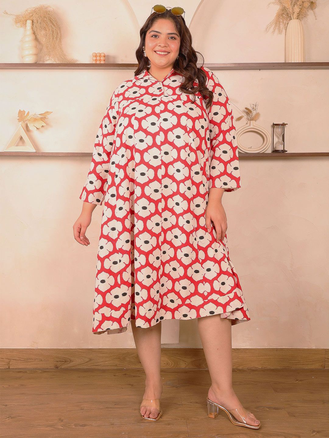 Red Floral Kali Plus Size Dress — view 1