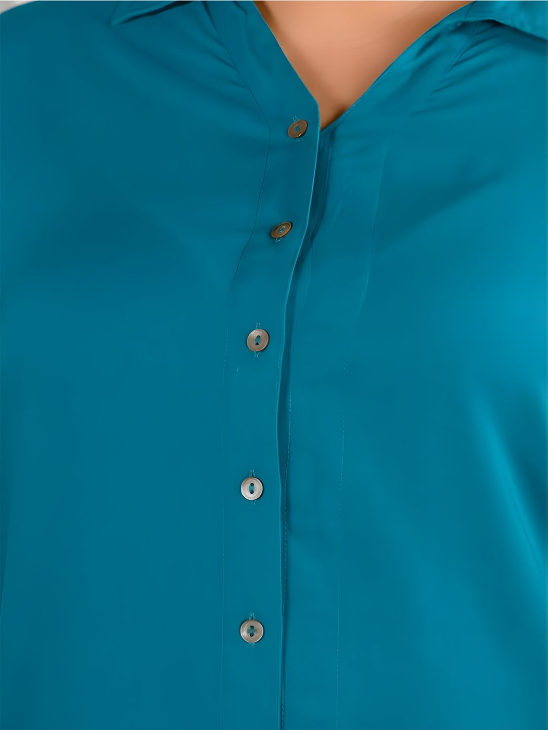 Turquoise Longline Plus Size Shirt — view 3
