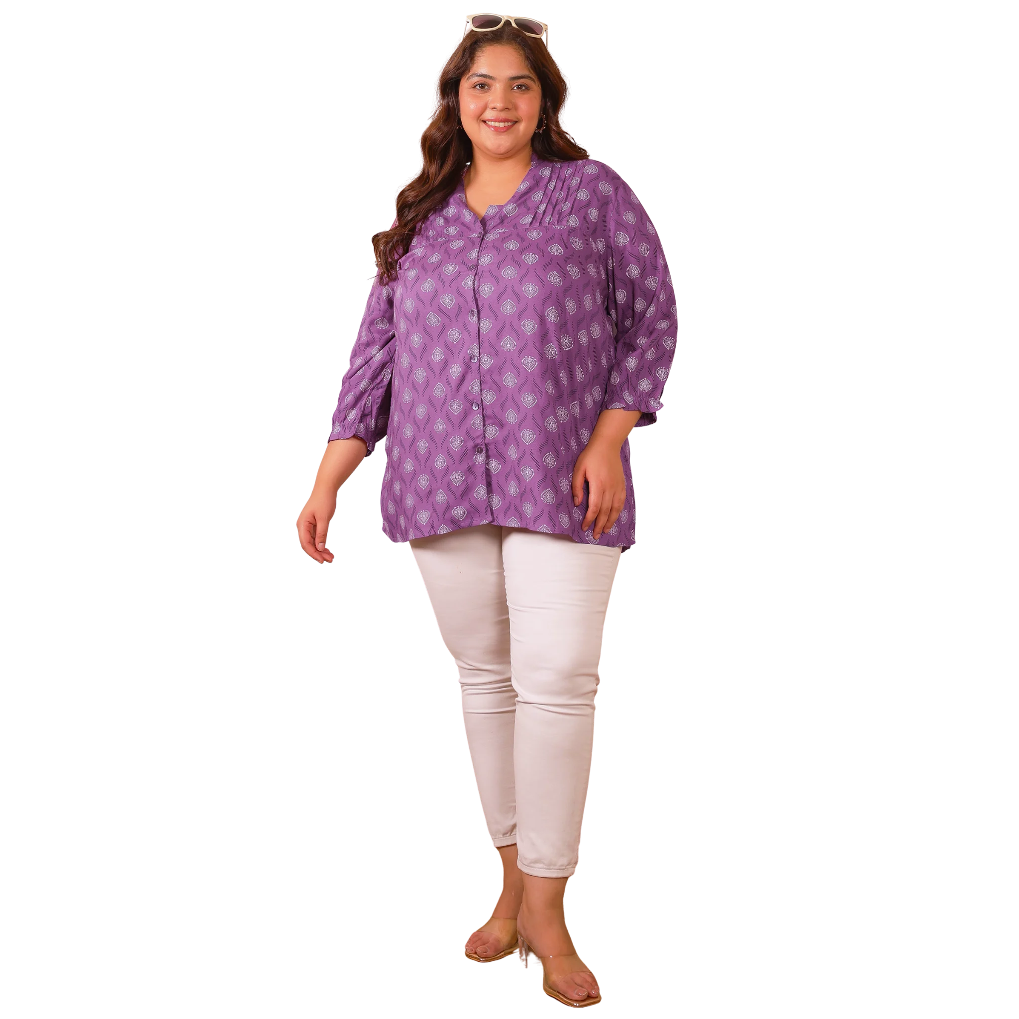 Purple Geometric Print Shirt