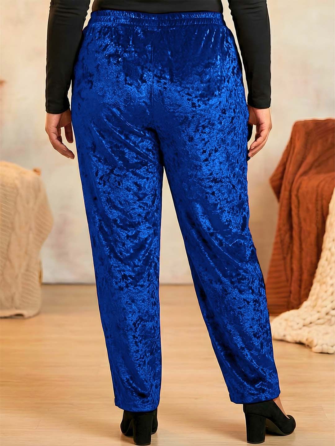 Blue Velvet Plus Size Trousers — view 4