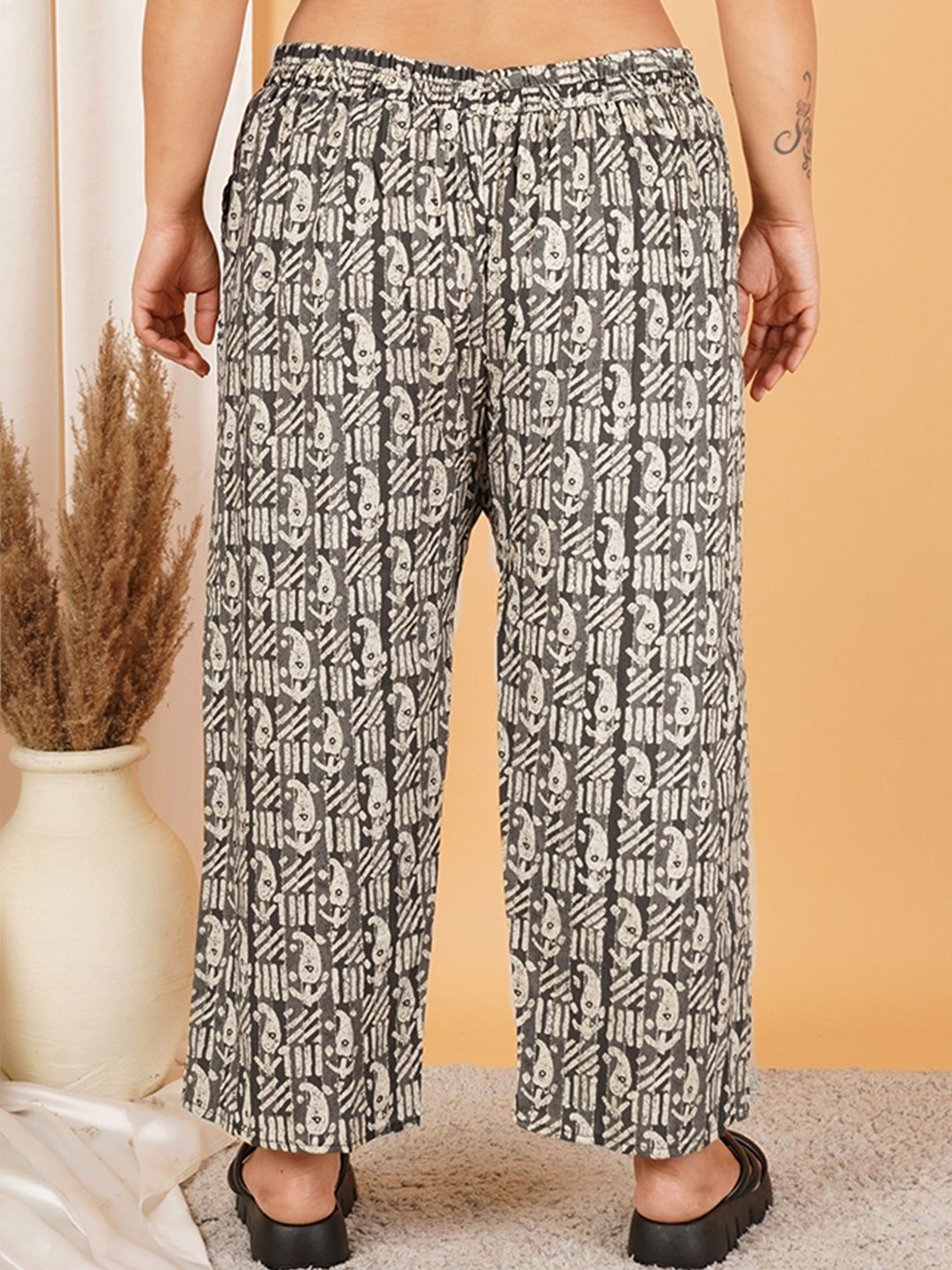 Black Paisley Print Plus Size Trouser — view 2