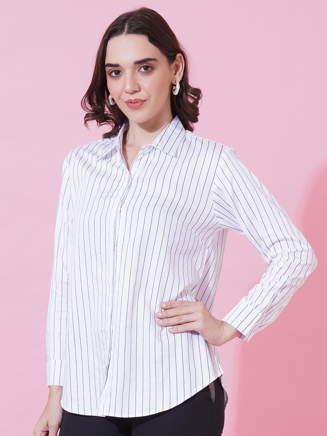 White Stripe Formal Shirt — view 11