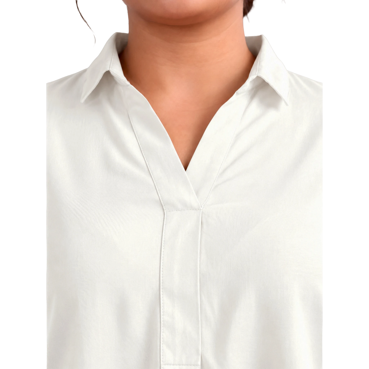 OffWhite Rayon Centrepleat Longline Tunic