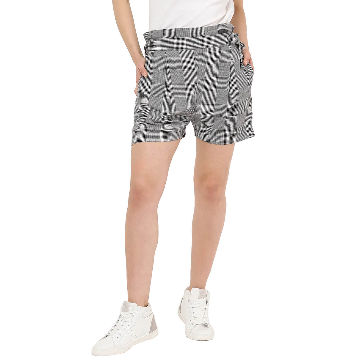 Black and White Checkered Plus Size Fit Shorts