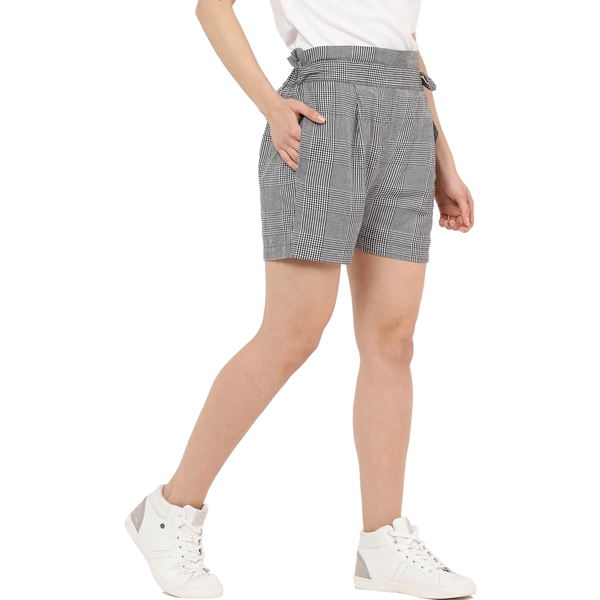 Black and White Checkered Plus Size Fit Shorts