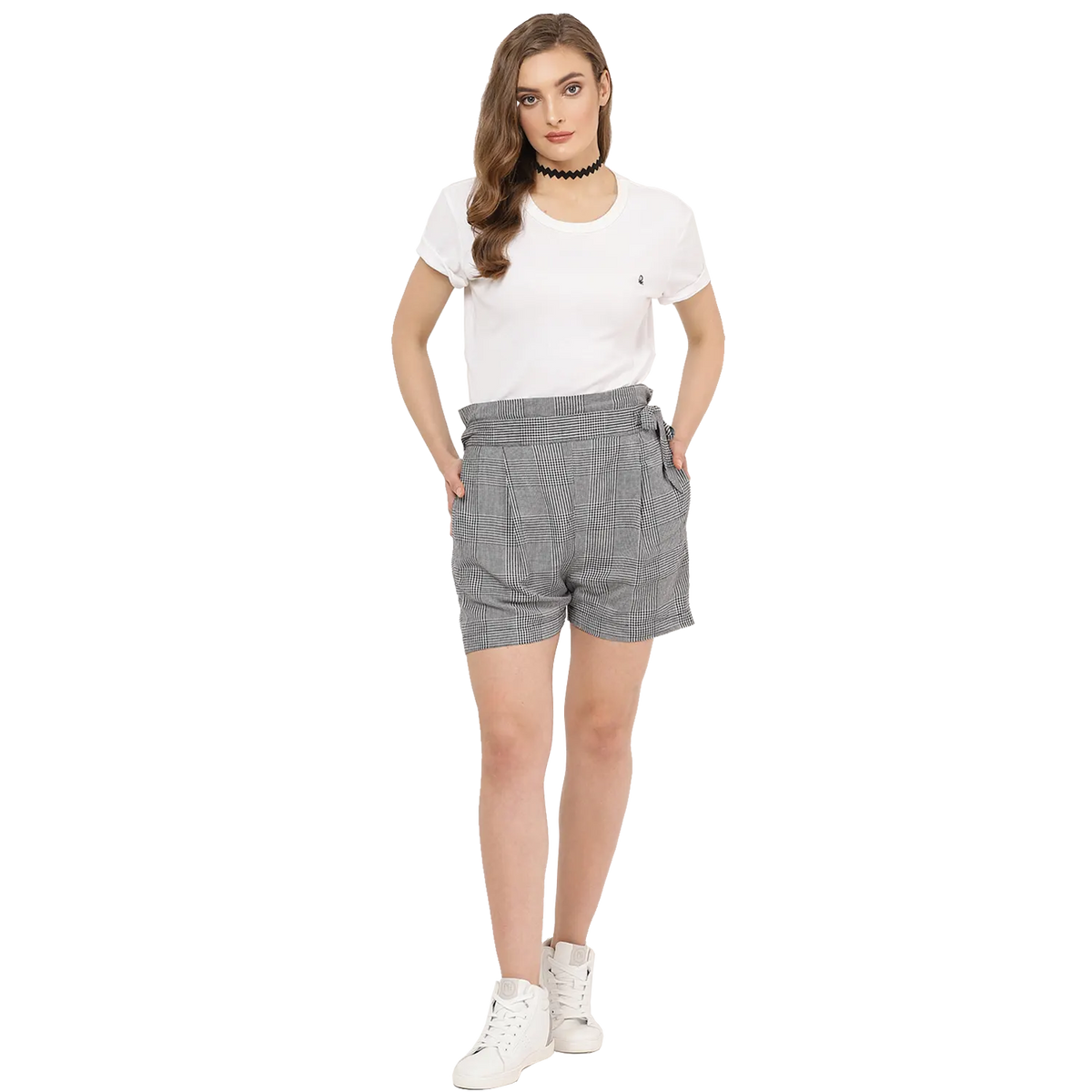 Black and White Checkered Plus Size Fit Shorts