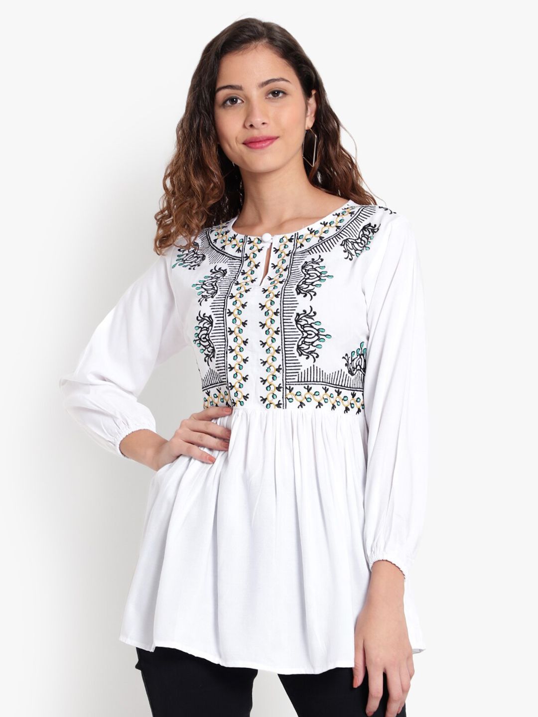 White Embroidered Tunic — view 1
