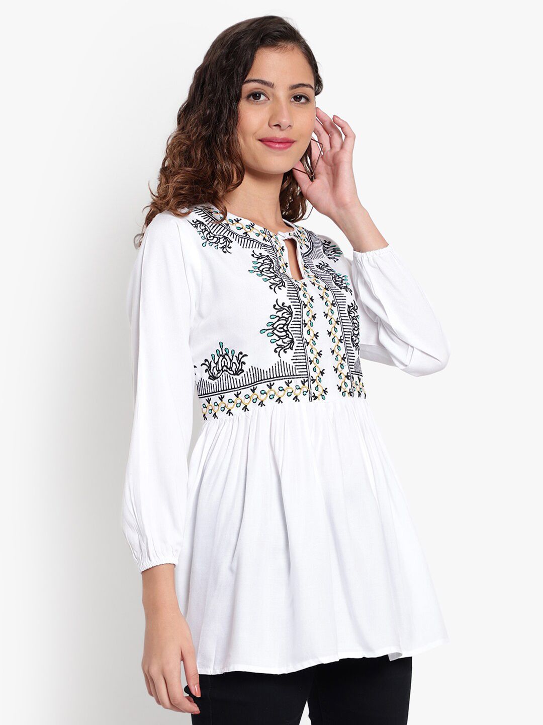 White Embroidered Tunic — view 3
