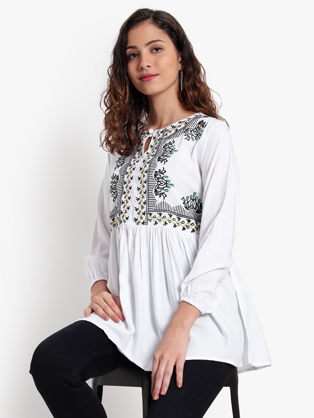 White Embroidered Tunic — view 7