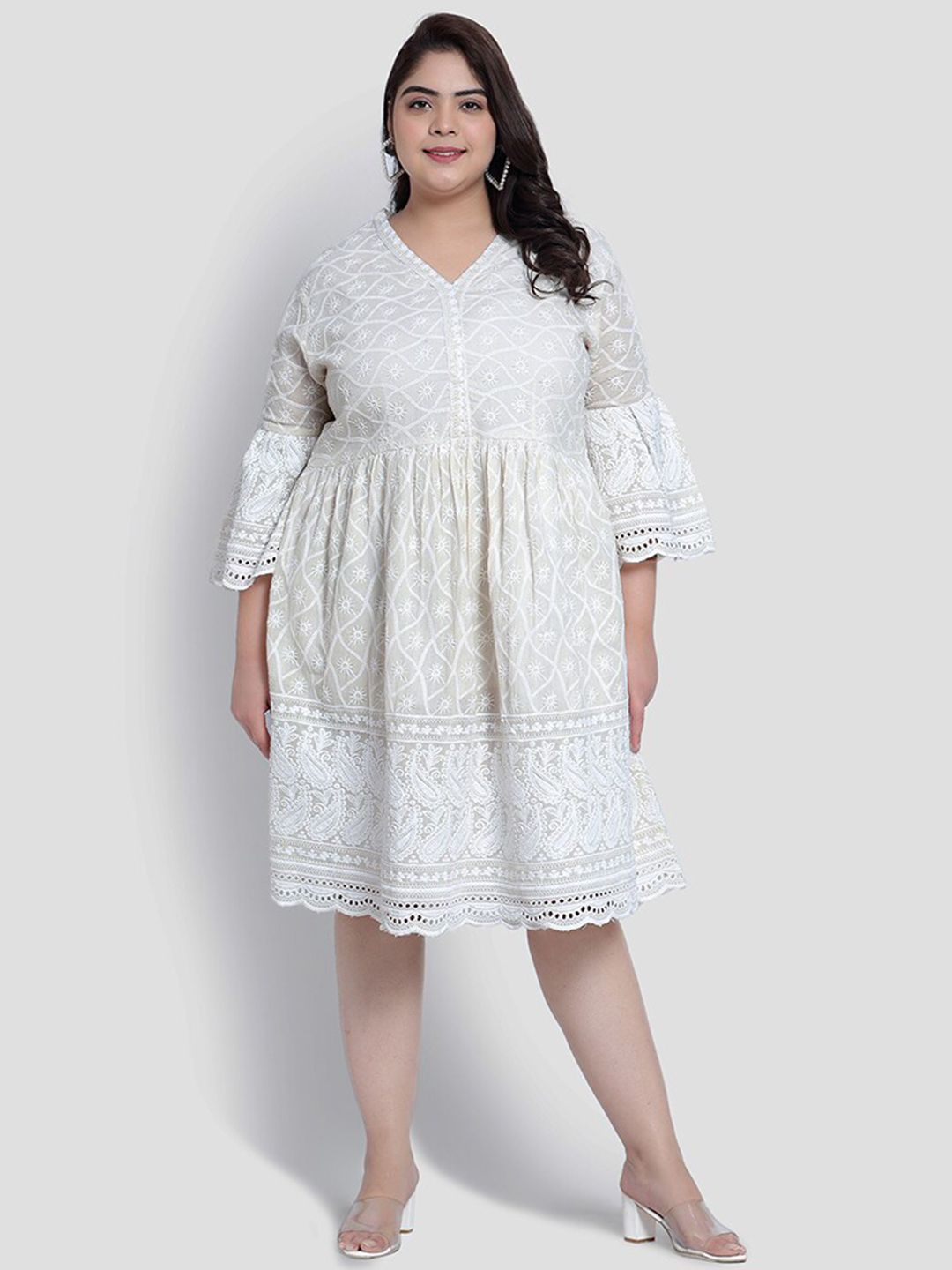 White Lace Plus Size Dress — view 1