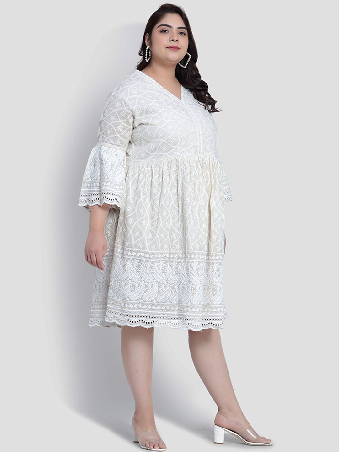 White Lace Plus Size Dress — view 3
