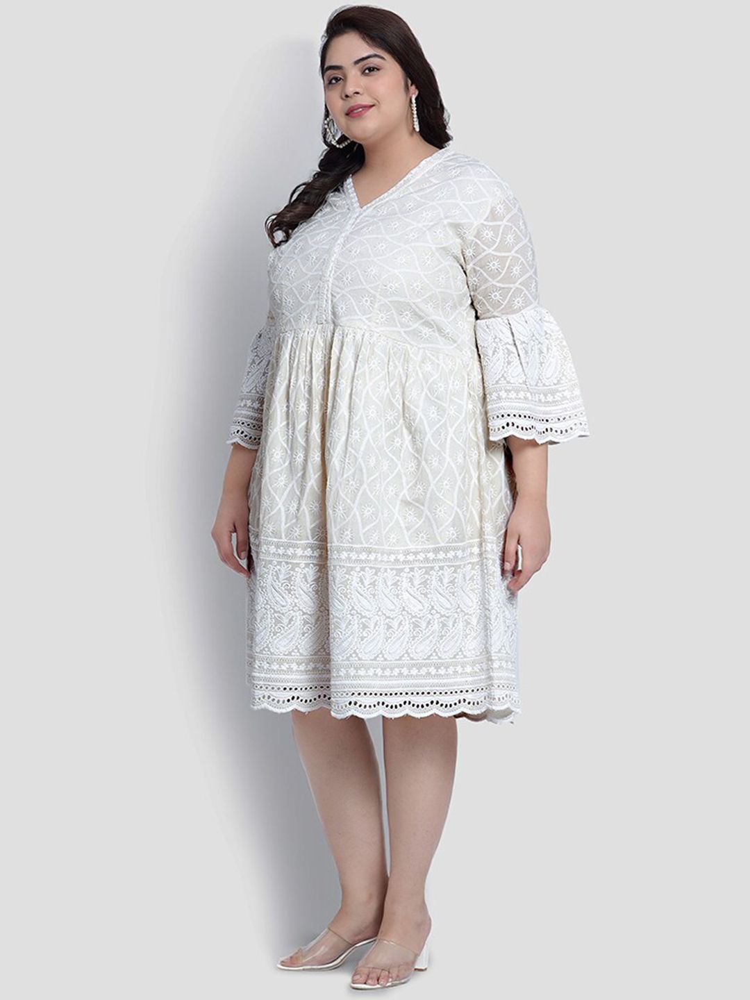 White Lace Plus Size Dress — view 4