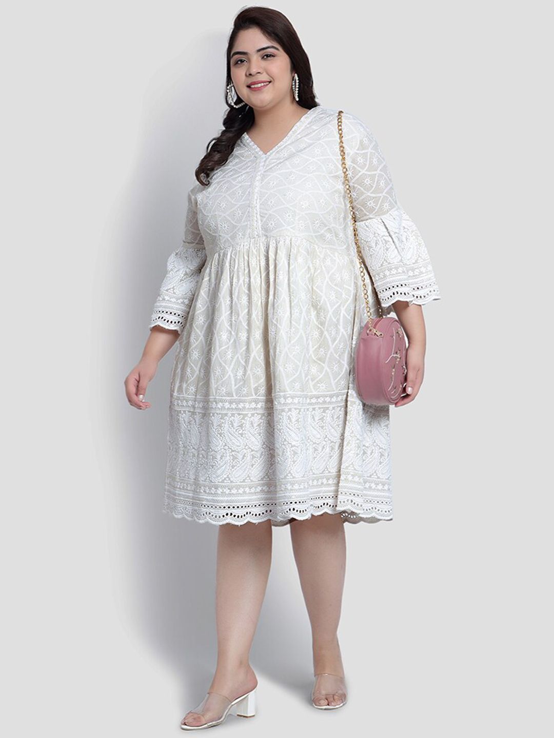 White Lace Plus Size Dress — view 6