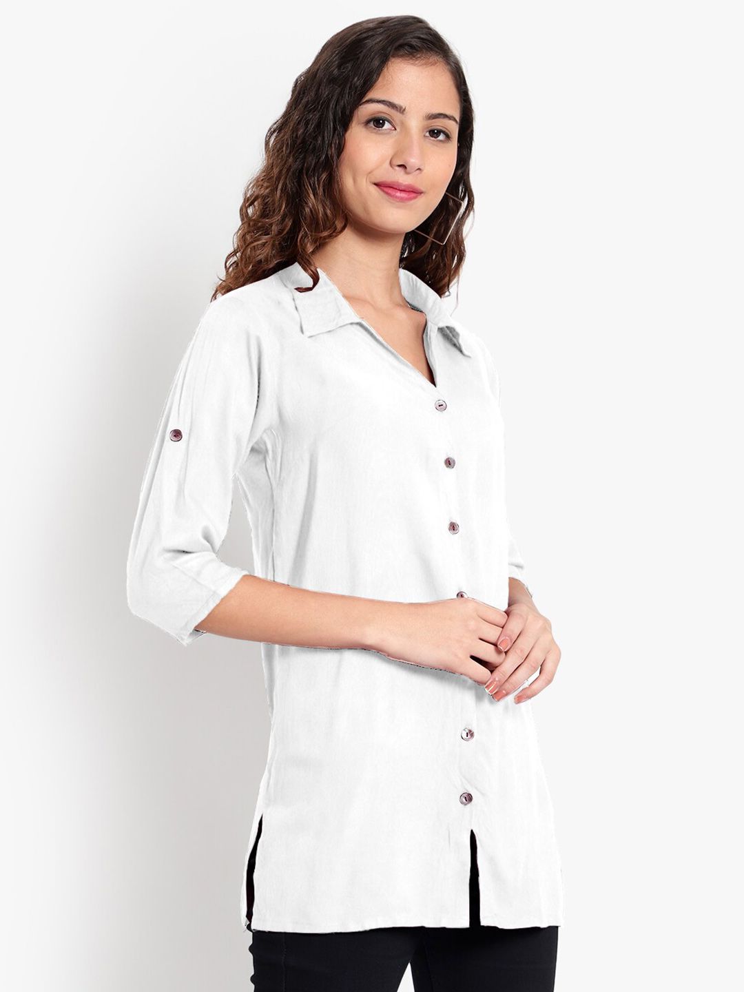 White Longline Plus Size Shirt — view 3