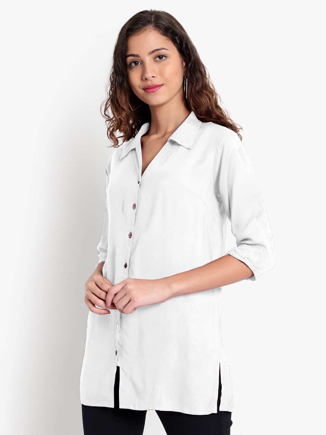 White Longline Plus Size Shirt — view 4