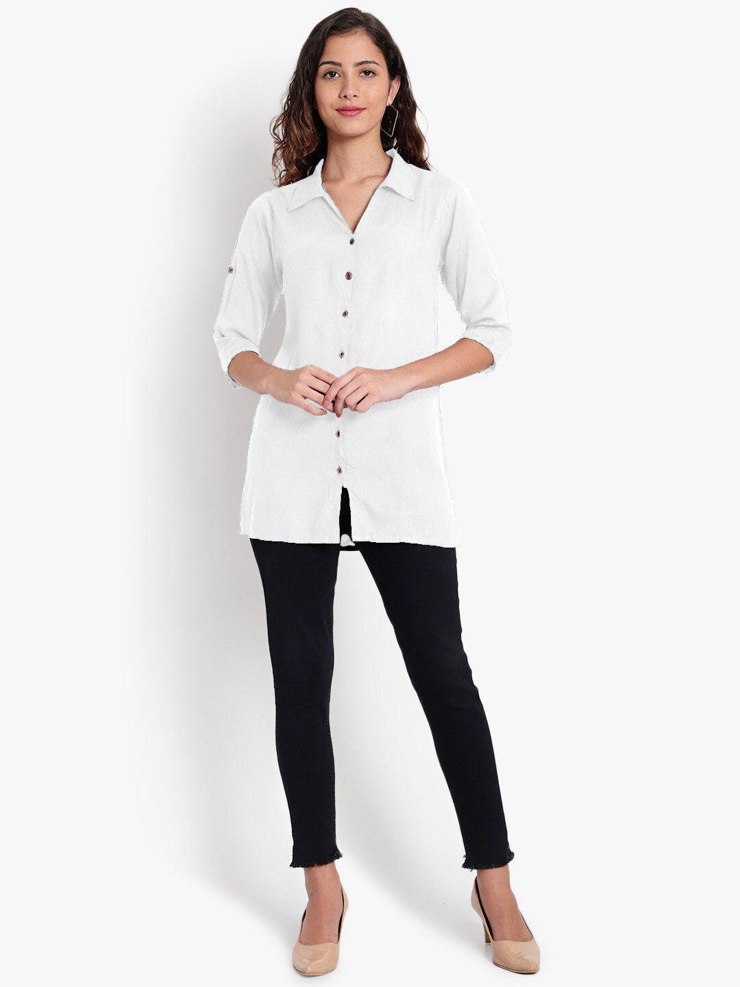 White Longline Plus Size Shirt — view 6