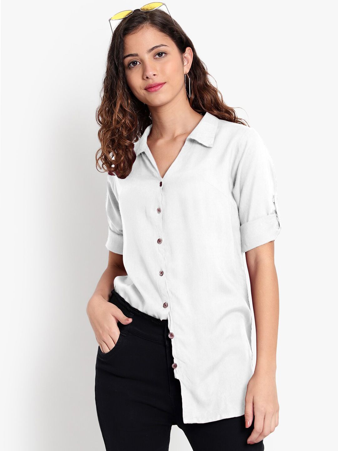 White Longline Plus Size Shirt — view 7